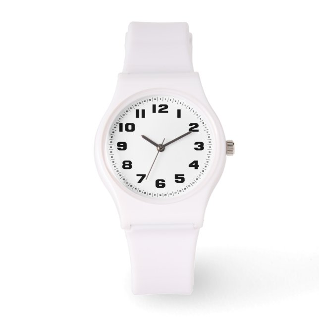 Relógio Branco Esportivo de Silicone para Mulheres (Frente)