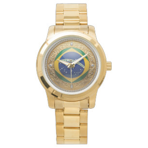 Relógio Brazil Royal Emblem - Luxury Gold & Diamond Herita