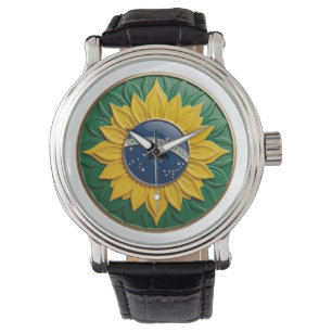 Relógio Brazil Solar Emblem - Luxury 3D National Pride Art