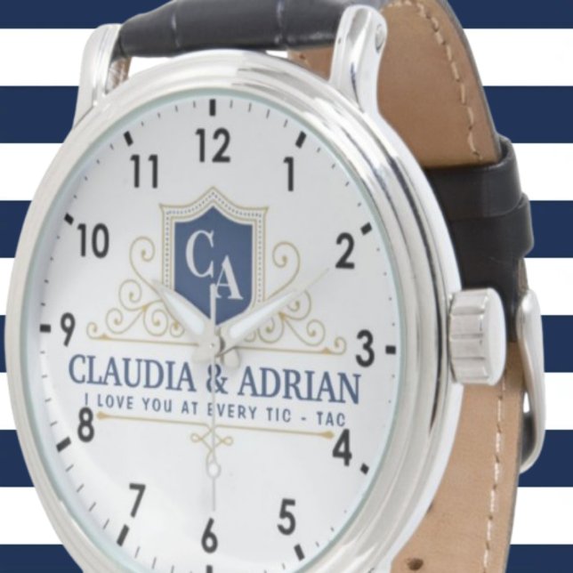 Relógio  Bride And Groom Monogram Names Weeding gift (Criador carregado)