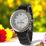 Relógio Bridesmaid Black White Weding Favor Gift<br><div class="desc">Bridesmaid Black White Watch. Mais produtos com esse design estão na coleção abaixo.</div>