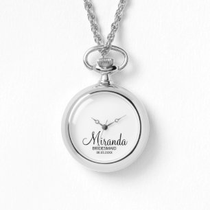 Relógio Bridesmaid Personalizado de Script Moderno