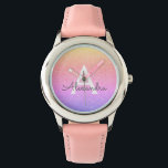 Relógio Brilhante rosa púrpura e monograma cinza<br><div class="desc">Folhas de Mel roxas e cor-de-rosa, flautas e Sparkle Elegant Monographic Watch. Esta Monitorização pode ser personalizada para incluir o seu nome inicial e próprio. O "Relógio Luminoso" faz um Chá de panela, uma Festa de aniversário ou um presente de Festa de solteira para aquela pessoa especial que ama rosa....</div>