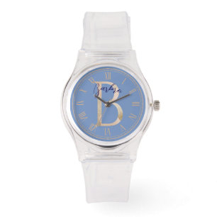 Relógio Brilho decorativo personalizado B Azul colorido