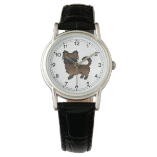 Relógio Brindle Long Casaco Chihuahua Cute Cartoon Dog