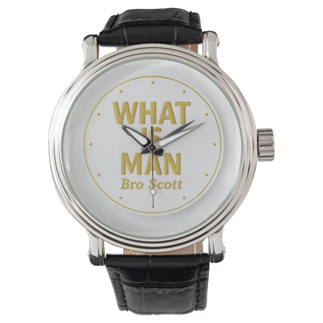 Relógio Bro Leo WHAT IS MAN Men black leather strap Watch (Frente)