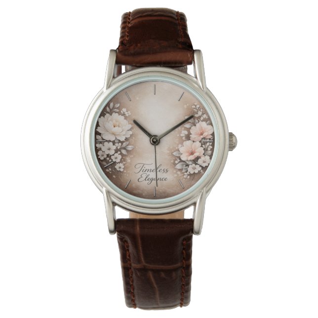 Relógio Brown leather "Timeless Elegance" watch with a cla (Frente)