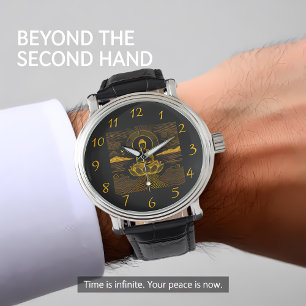 Relógio Buda Elegante cercada por ondas e montanhas