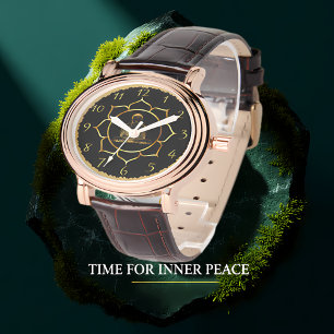 Relógio Buda fazendo meditação em folha de ouro espiritu