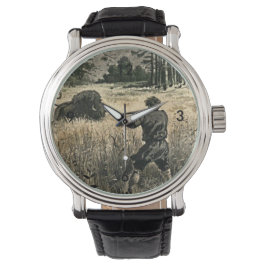 Relógio Buffalo Hunt Wild West Frontiersman Nature Art