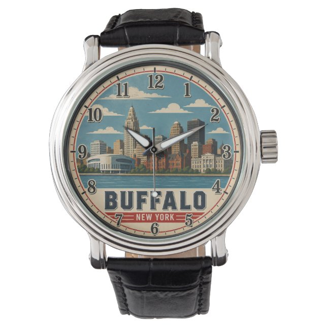 Relógio Buffalo New York Skyline (Frente)