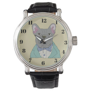 Relógio Bulldog Francês Cinza
