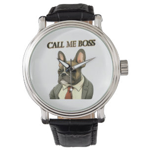 Relógio Bulldog Francês em um Suit