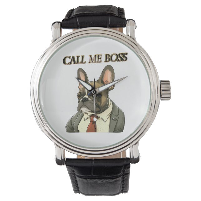 Relógio Bulldog Francês em um Suit (Frente)