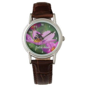 Relógio Bumble Bee No Cosmos Rosa Personalizado