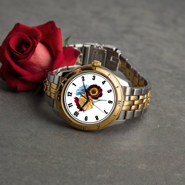Relógio Buquê de Flor de Papel com Preto e Branco (Criador carregado)