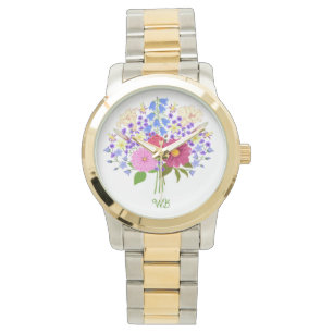 Relógio Buquê de Flores Oversized Two-Tone