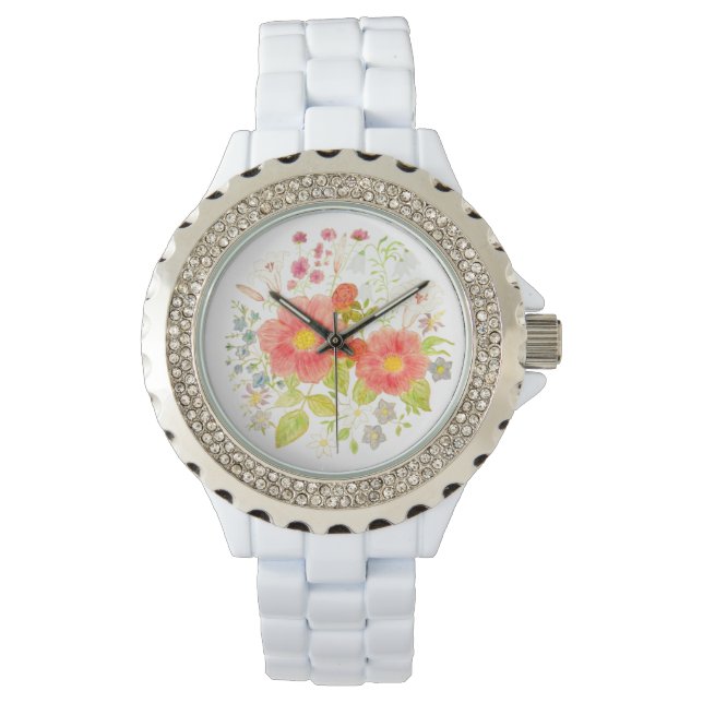 Relógio Buquê de Flores Rosa e-Watch (Frente)