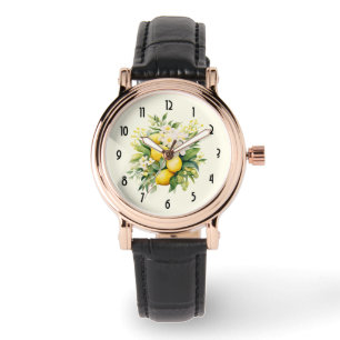 Relógio Buquê de Limão com Flores Brancas