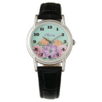 Buquê do Nome Personalizado das Flores de Aquarela