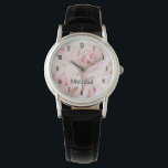 Relógio Buquê Elegante de Rosas Rosa Vintage<br><div class="desc">Um relógio com fotografia de um buquê de rosas cor-de-rosa. Vintage elegance.</div>