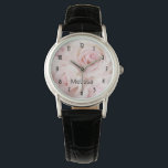 Relógio Buquê Elegante de Rosas Rosa Vintage<br><div class="desc">Um relógio com fotografia de um buquê de rosas cor-de-rosa. Vintage elegance.</div>
