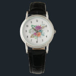 Relógio Buquê Floral Rosa, Laranja e Rosas Brancas<br><div class="desc">Um relógio com um arranjo floral contendo bonito rosas rosa, laranja e branca rodeadas por folhas verdes.</div>