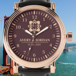 Relógio Burgundy luxury elegant couple Monogram