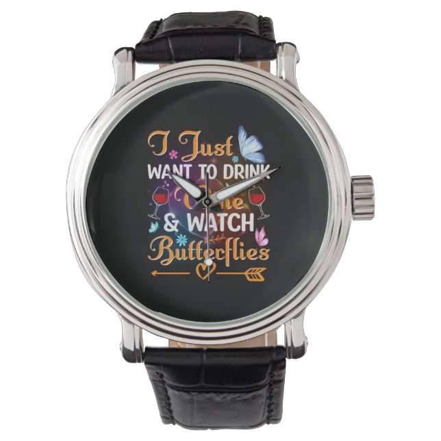 Relógio Butterfly Gift | Drink Wine Watch Butterflies (Frente)
