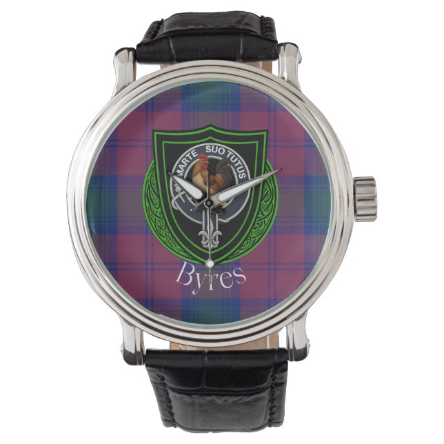 Relógio Byres Scottish Clan Tartan & Crest (Frente)