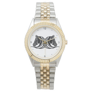 Relógio cabeças de preto e de cavalos