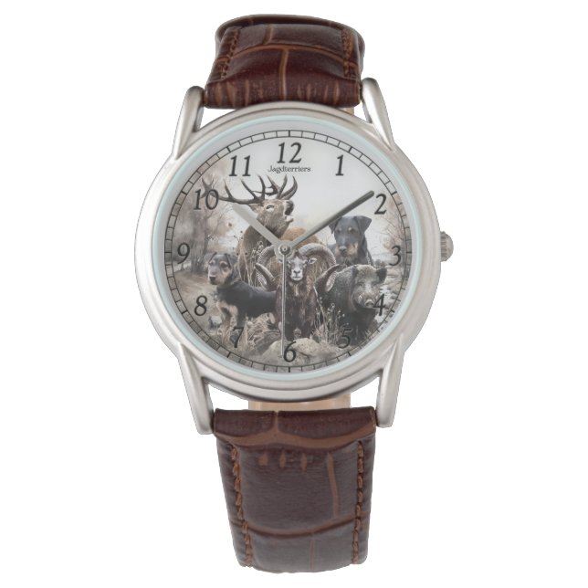 Relógio Caça Alemã Terrier, O Jagdterrier, Arte (Frente)