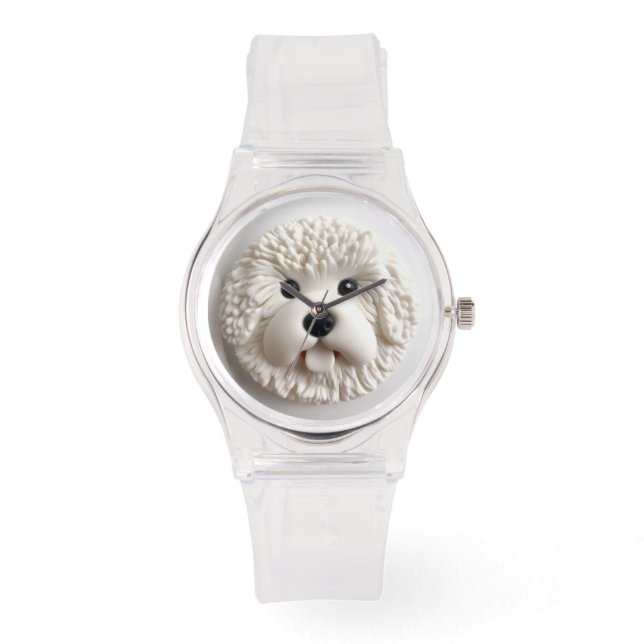Relógio Cachorro Bichon Frise Inspirado em 3D (Frente)