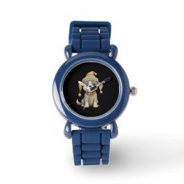 Relógio Cachorro bonito com roupas de inverno