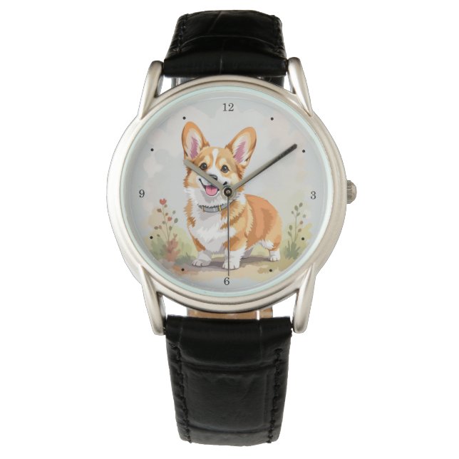 Relógio Cachorro Corgi Galês Pembroke Vermelho Fofo (Frente)