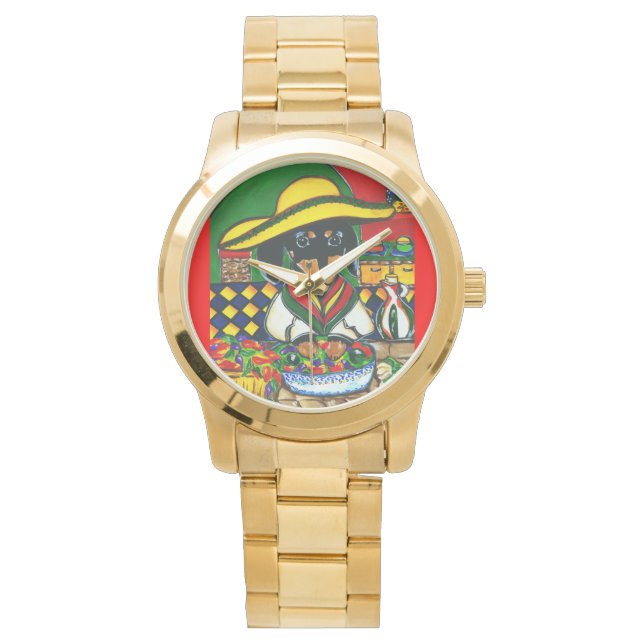 RELÓGIO CACHORRO DACHSHUND CHEFE MEXICANO (Frente)