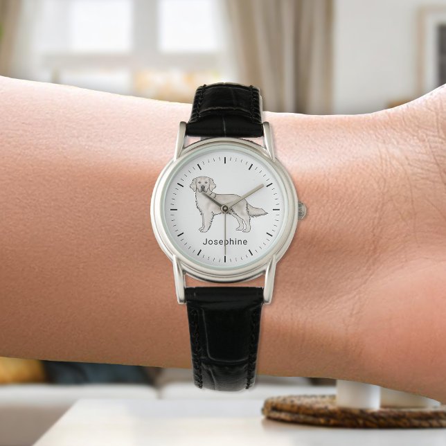 Relógio Cachorro De Retriever De Ouro Inglês E Nome Person (Criador carregado)