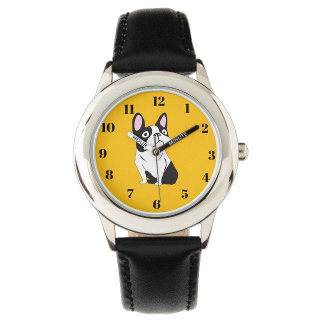 Relógio Cachorro fofo, amarelo (Frente)