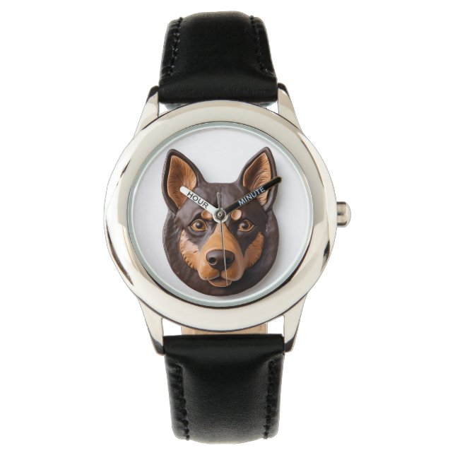 Relógio Cachorro Kelpie Australiano Inspirado em 3D (Frente)