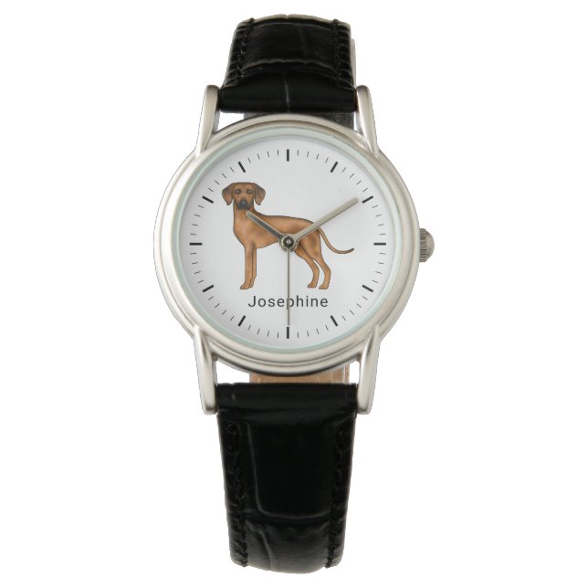 Relógio Cachorro Leão Marrom Fofo Rhodesian Ridgeback Com  (Frente)