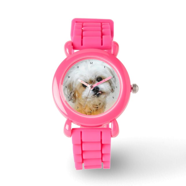 Relógio Cachorro Malshi Rosa (Frente)