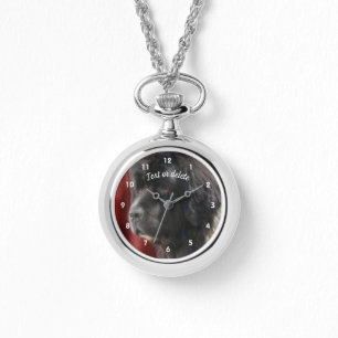 Relógio Cachorro Negro E Branco Da Terra Nova Personalizad