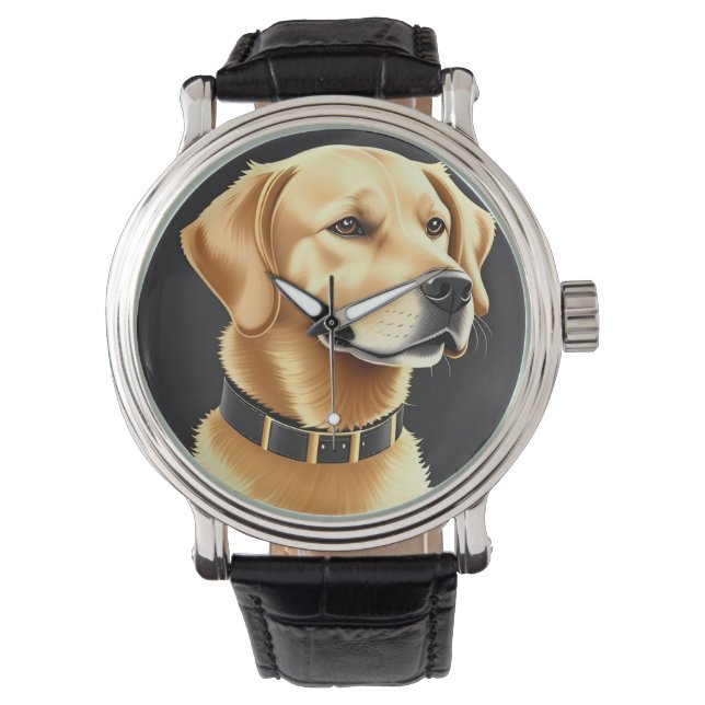 Relógio Cachorro Retriever Dourado Usando uma Coleira de C (Frente)