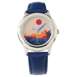 Relógio Cactus sunset design personalizou crianças assisti