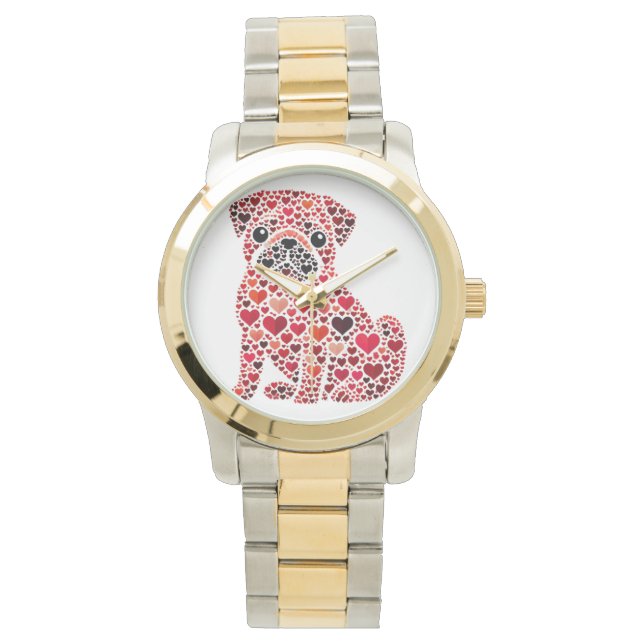 RELÓGIO CÃES DE CACHORRO DE CORAÇÃO DO NAMORADOS VERMELHO (Frente)