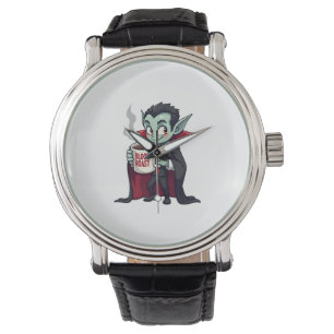 Relógio Café Amante de Vampiro � Camisa de Latte Assustado