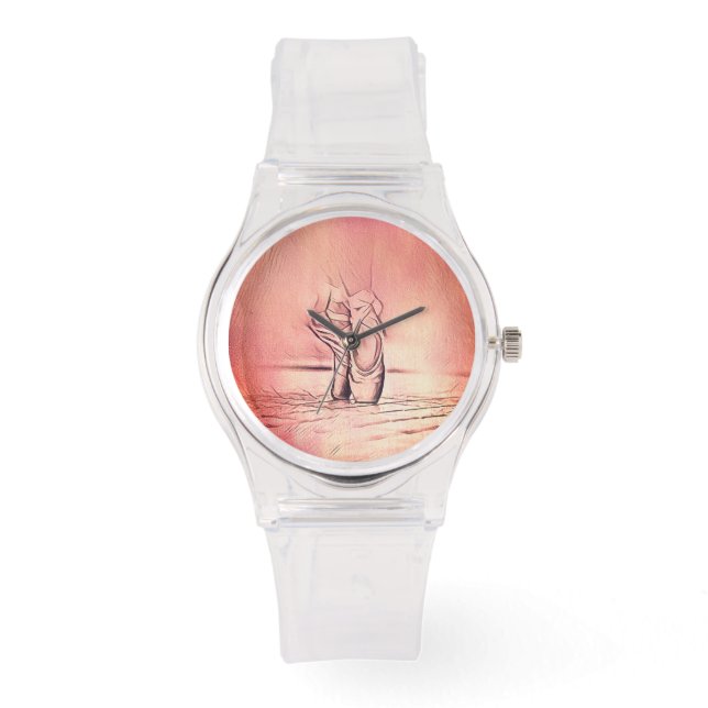 Relógio Calçados cor-de-rosa no ponteiro (Frente)