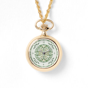 Relógio Caleidoscópio Dourado e Verde