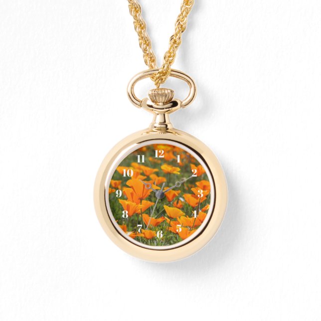 Relógio California Poppy Field Dourado Women's Watch (Frente)