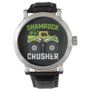 Relógio Caminhão Monstro Shamrock Crusher Dia de São Patrí